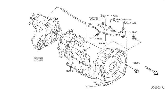 2011 Infiniti M56 Auto Transmission,Transaxle & Fitting Diagram 5