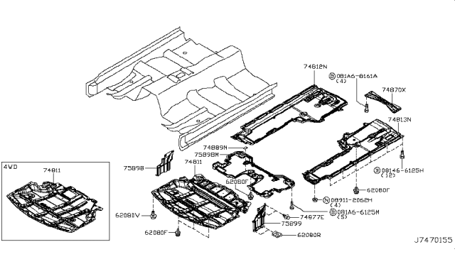 2019 Infiniti Q70 Floor Fitting Diagram 1