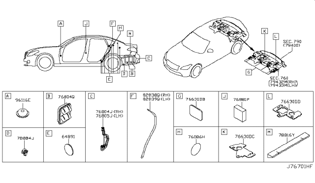 2014 Infiniti Q70 Body Side Fitting Diagram 3