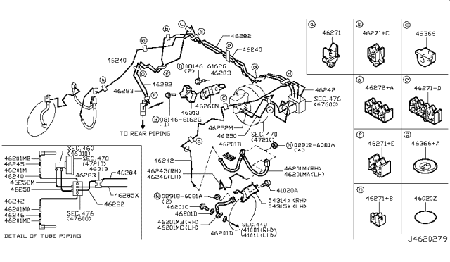 2012 Infiniti M56 Brake Piping & Control Diagram 1