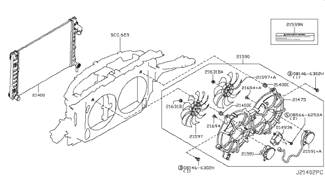 2015 Infiniti Q70L Radiator,Shroud & Inverter Cooling Diagram 7