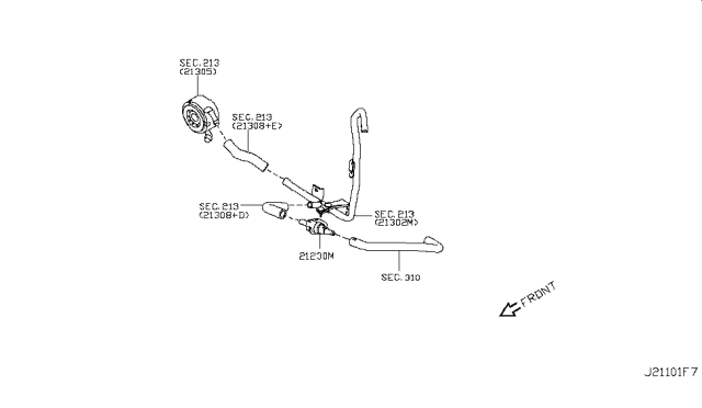 2019 Infiniti Q70 Water Hose & Piping Diagram 4