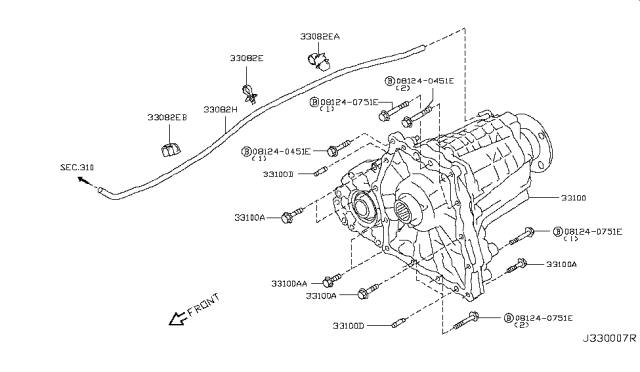 2012 Infiniti M56 Transfer Assembly & Fitting Diagram 3