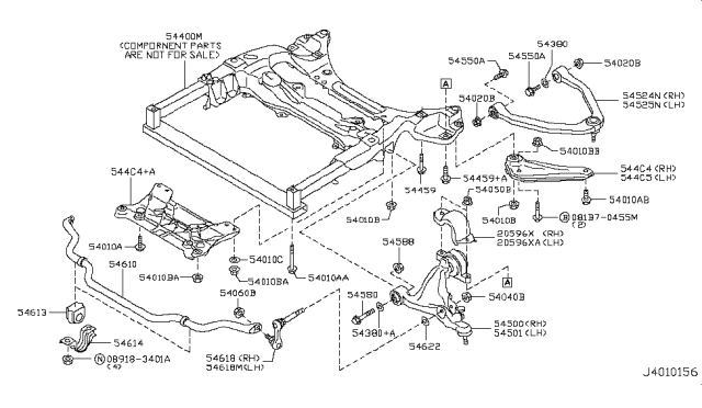 2011 Infiniti M37 Stay Assembly Diagram for 544C4-1MA1A