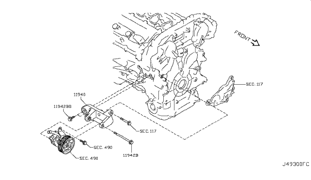 2018 Infiniti Q70 Gas Power Steering Pump Mounting Diagram 2