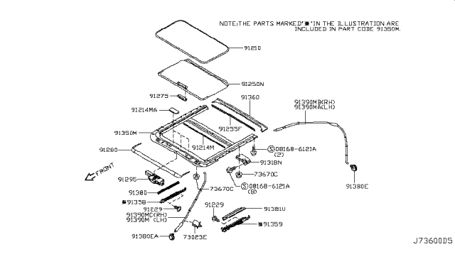 2015 Infiniti Q70 Sun Roof Parts Diagram