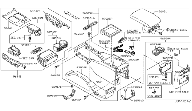 2019 Infiniti Q70 Console Box Diagram