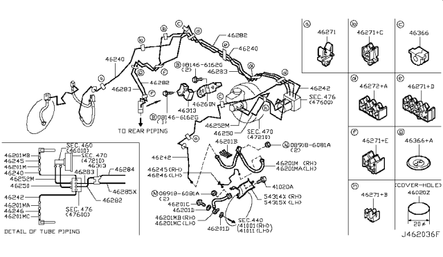 2014 Infiniti Q70 Brake Piping & Control Diagram 1