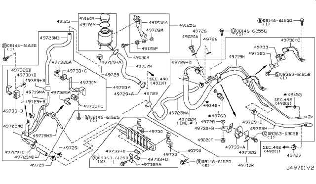 2014 Infiniti Q70 Gas Power Steering Piping Diagram 5