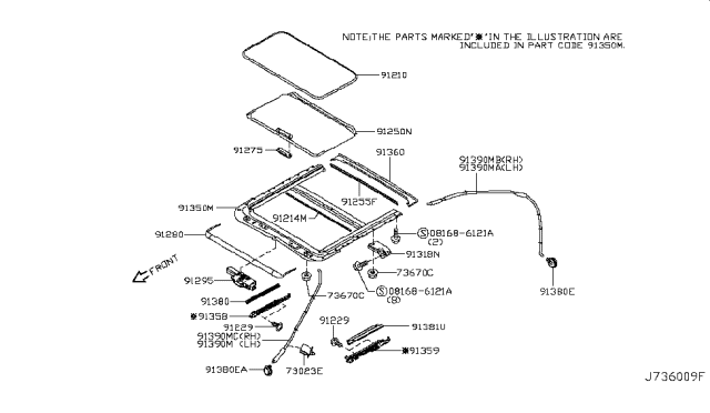 2012 Infiniti M37 Sun Roof Parts Diagram 1