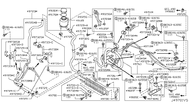 2014 Infiniti Q70 Gas Power Steering Piping Diagram 2