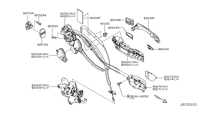 2019 Infiniti Q70L ESCUTCHEON - Outside Handle, RH Diagram for 82646-5ZT0A