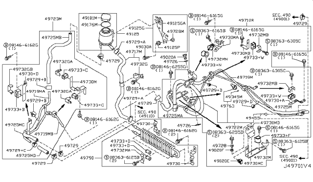 2016 Infiniti Q70L Power Steering Piping Diagram 1
