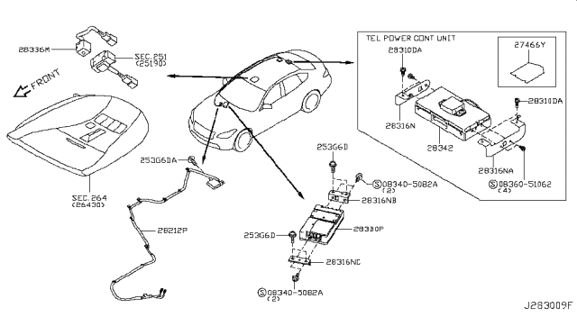 2013 Infiniti M37 Bracket-Electric Unit Diagram for 25233-1MU0A