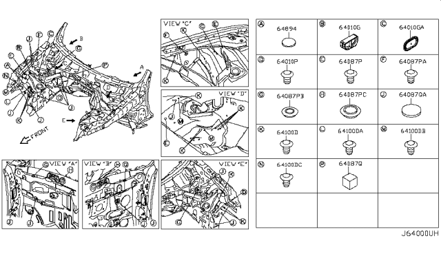 2014 Infiniti Q70 Gas Hood Ledge & Fitting Diagram 2
