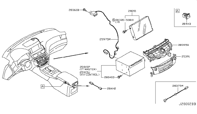 2016 Infiniti Q70L Switch Assy-Its & Audio Diagram for 28395-4AM2A