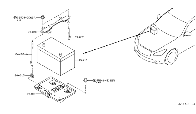 2011 Infiniti M56 Battery & Battery Mounting Diagram