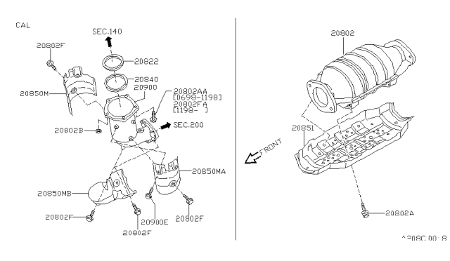 1998 Infiniti I30 Shelter Diagram for 20853-4L700