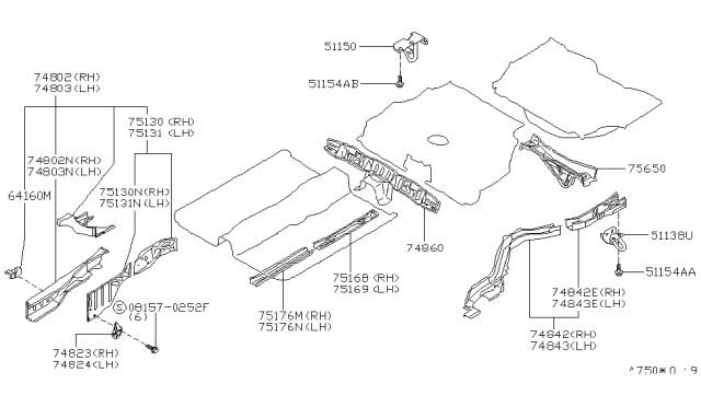 1998 Infiniti I30 Hook-Rear Tie Down Diagram for 51150-0E000