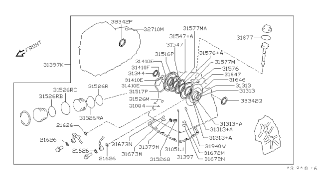 1999 Infiniti I30 Gasket-Oil Pan Diagram for 31397-80X86