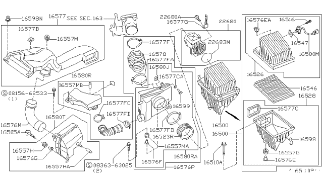 1996 Infiniti I30 Air Flow Meter Sensor Diagram for 22680-31U00