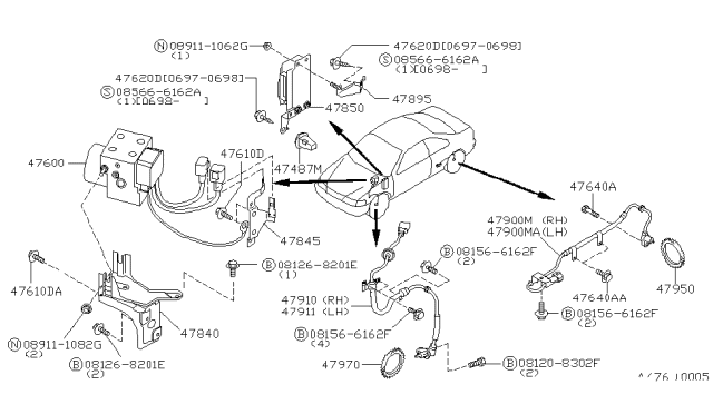 1998 Infiniti I30 Bracker-Connector Diagram for 47845-0L710