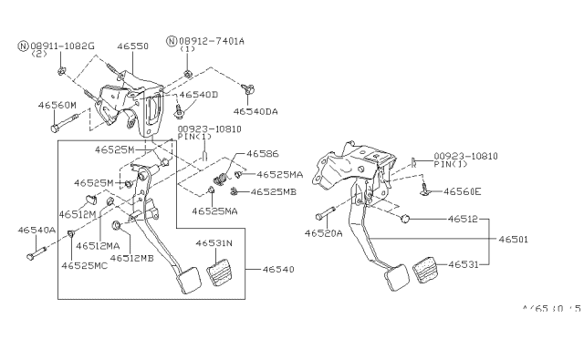 1996 Infiniti I30 Pad-Pedal Diagram for 46531-89910