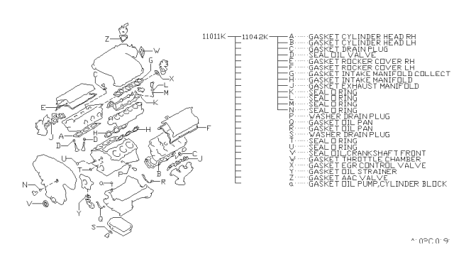 1997 Infiniti I30 Engine Gasket Kit Diagram