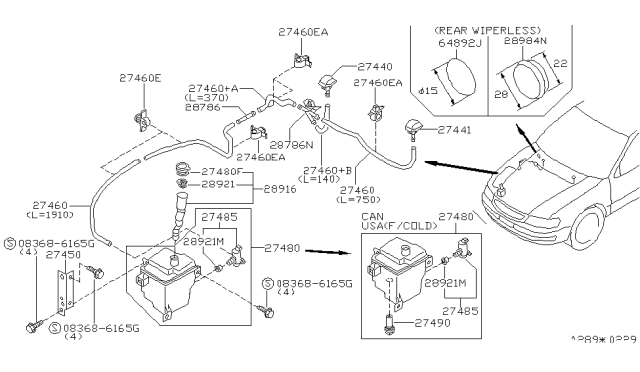 1998 Infiniti I30 Screw Hex Head Diagram for 08368-6165G