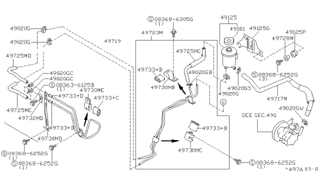 1999 Infiniti I30 Tube Assembly Power Steering Diagram for 49790-4L900