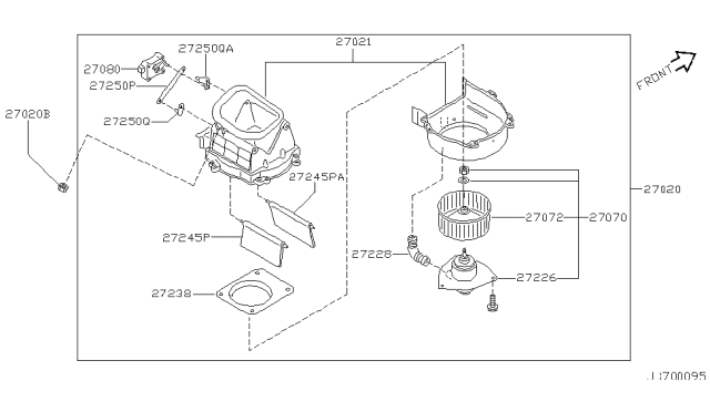 1996 Infiniti I30 Motor & Fan Assy-Blower Diagram for 27220-40U01