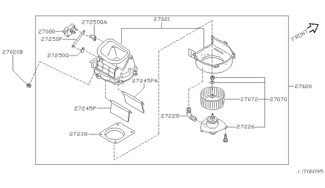 1999 Infiniti I30 Blower Assy-Front Diagram for 27200-39U01