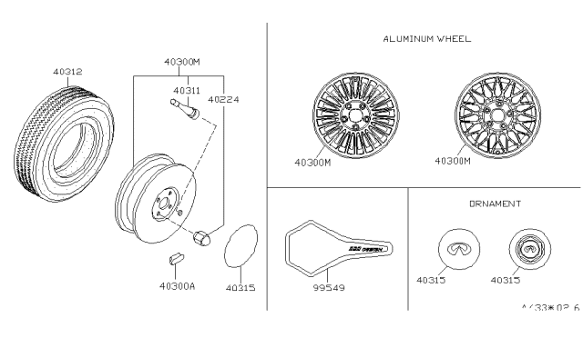 1998 Infiniti I30 Road Wheel & Tire Diagram 1