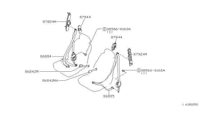 1999 Infiniti I30 Belt Assembly-Front Seat Buckle,LH Diagram for 86843-40U00