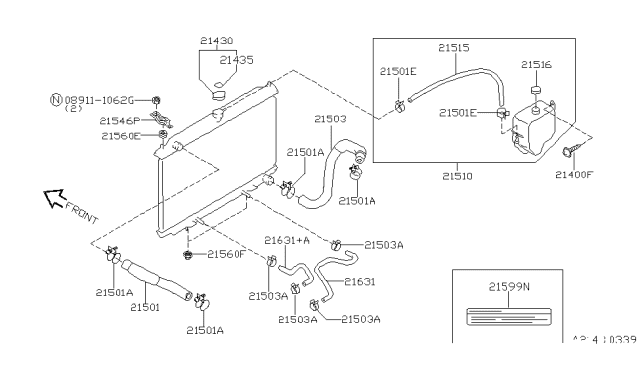 1999 Infiniti I30 Hose-Auto Transmission Oil Cooler Diagram for 21632-31U10