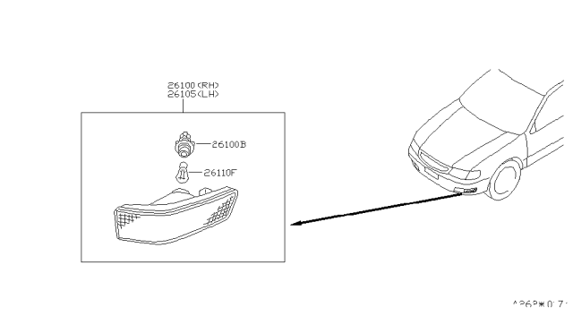 1996 Infiniti I30 Lamp Assembly-CORNERING,RH Diagram for 26100-53U25