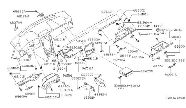 1996 Infiniti I30 Instrument Panel,Pad & Cluster Lid Diagram 1