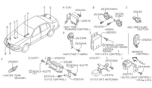 1997 Infiniti I30 Keyless Controller Assembly Diagram for 28595-40U10