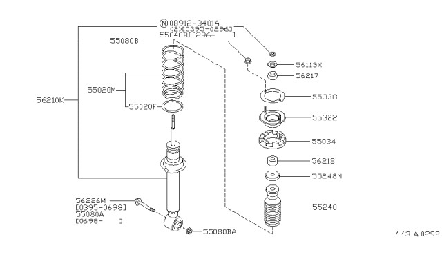 1999 Infiniti I30 ABSORBER Kit, Shock Rear Diagram for 56210-31U28