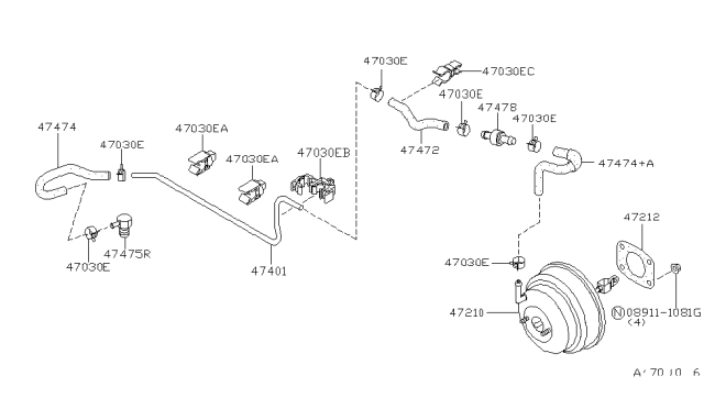 1999 Infiniti I30 Hose-Booster Diagram for 47474-40U00