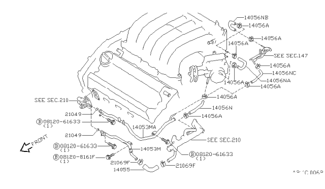 1996 Infiniti I30 Water Hose & Piping Diagram