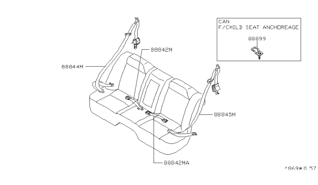 1997 Infiniti I30 Belt Rear Seat Tongue,LH Diagram for 88845-31U12