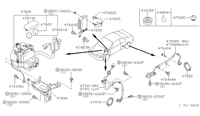 1996 Infiniti I30 Sensor Assembly-Anti SKID,Rear Diagram for 47900-0L700