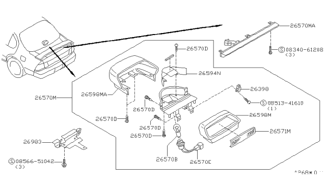 1996 Infiniti I30 Lamp Assembly-Stop Diagram for 26590-40U02