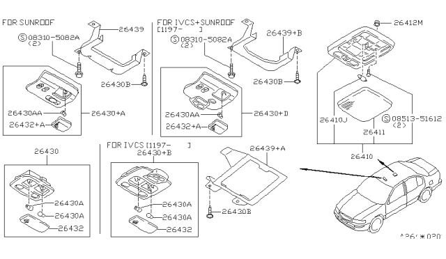 1997 Infiniti I30 Lens-Map Lamp Diagram for 26431-40U00