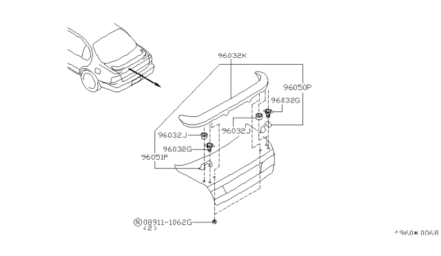 1997 Infiniti I30 SPACER-REAR AIR Diagram for 96051-51U00