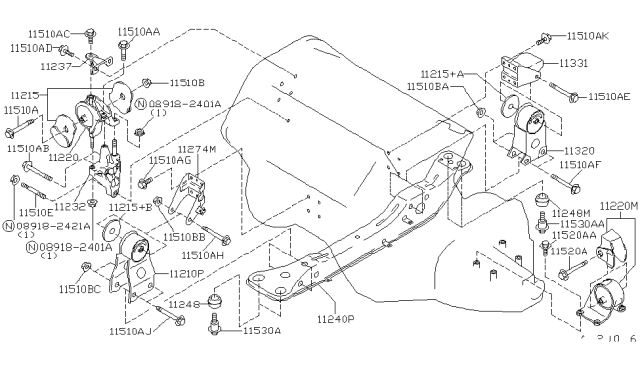 1999 Infiniti I30 Engine & Transmission     Mounting Diagram 2