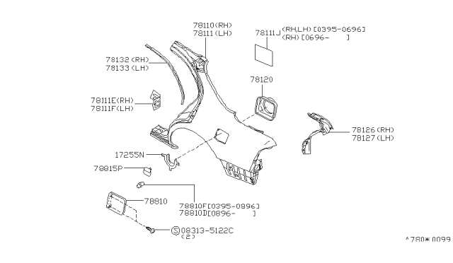 1999 Infiniti I30 Rear Fender & Fitting Diagram