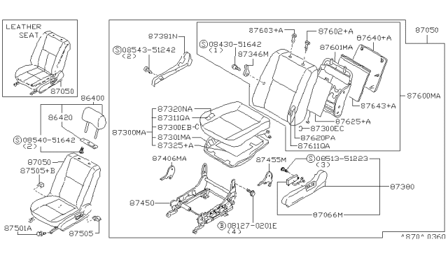 1996 Infiniti I30 Trim Assy-Front Seat Cushion Diagram for 87370-49U10