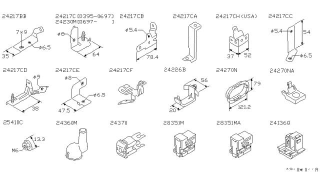 1998 Infiniti I30 Bracket-Harness Clip Diagram for 24239-32U10